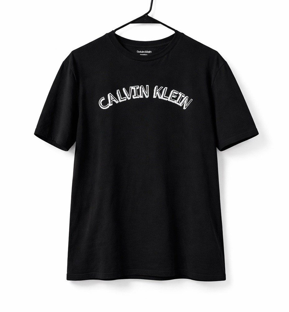 Calvin Klein Men's Black Graphic Logo Crew Neck Short Sleeve T-Shirt, Size L