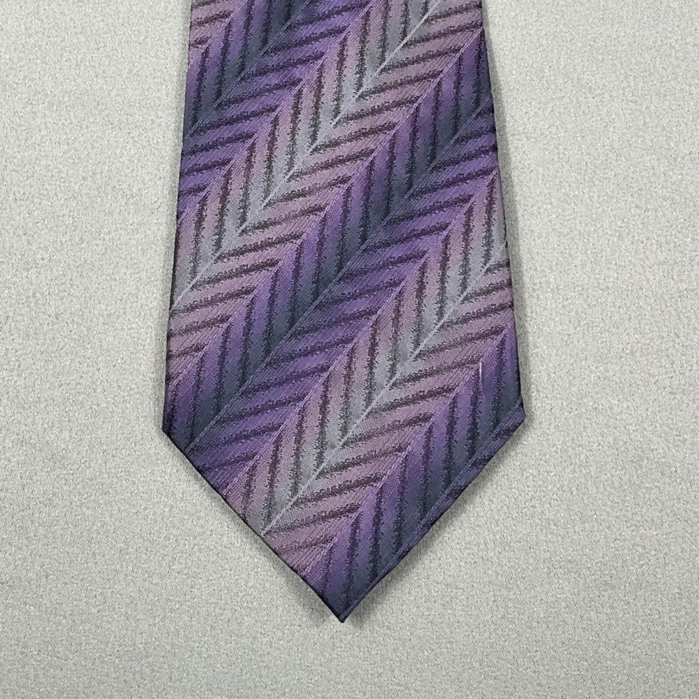PIERRE CARDIN Necktie Mens Purple Striped 100% Pure Silk Tie Hand Made 57”