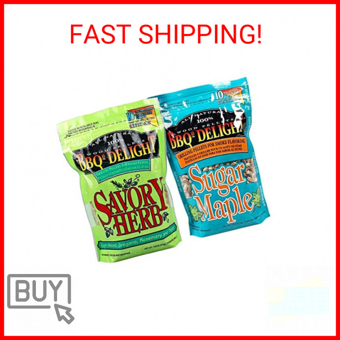 BBQr's Delight 2 Pack Savory Herb & Maple Natural Wood Grilling Pellets 1lb Bags