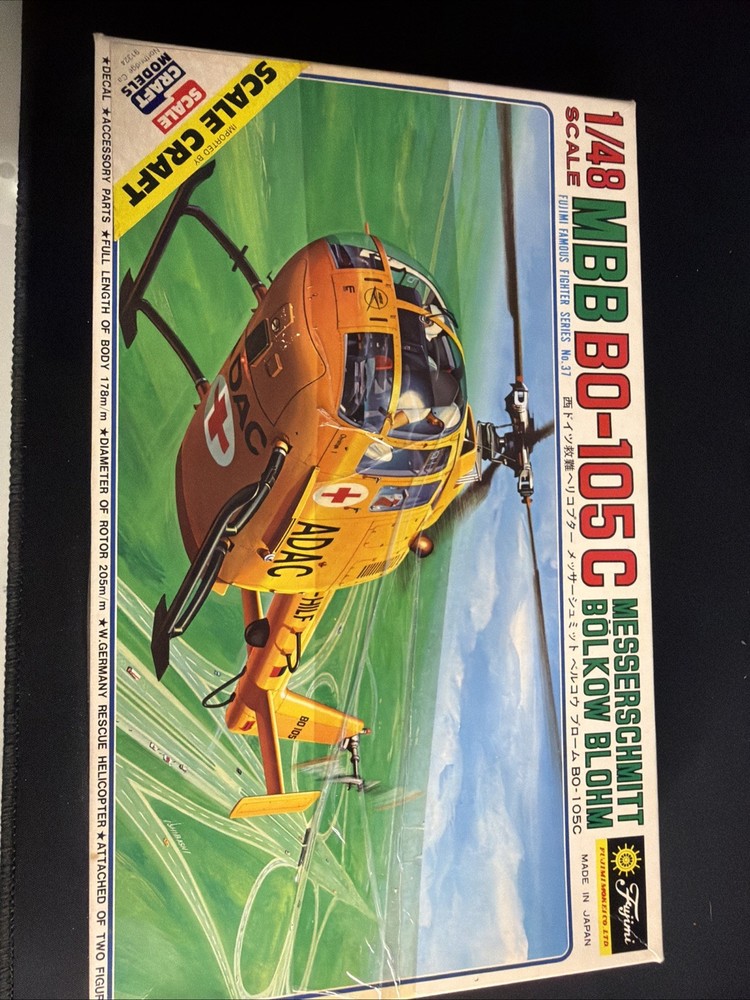 Vintage Fujimi 1/48 MBB BO-105C Messerschmitt Helicopter Model Kit 5A37-500