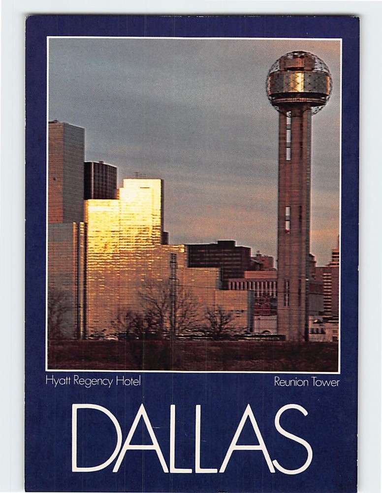 Postcard Skyline Hyatt Regency Hotel & Reunion Tower Dallas Texas USA