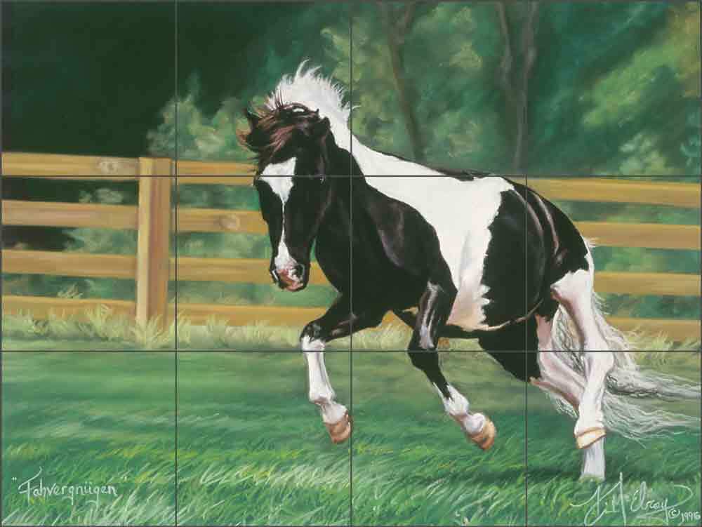 Horse Tile Backsplash Kim McElroy Equine Art Ceramic Mural KMA038