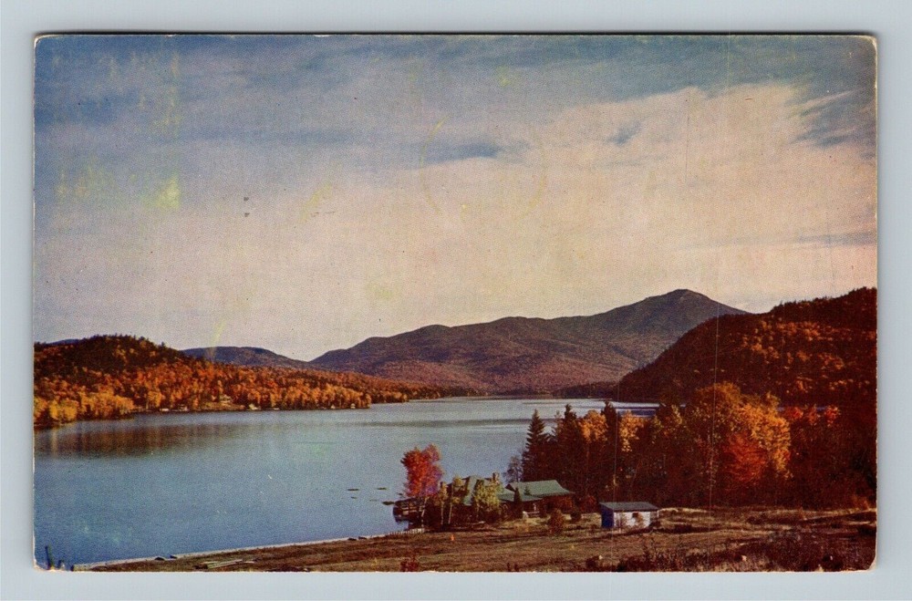 Lake Placid Whiteface Mountain, Scenic Fall View Vintage New York c1953 Postcard