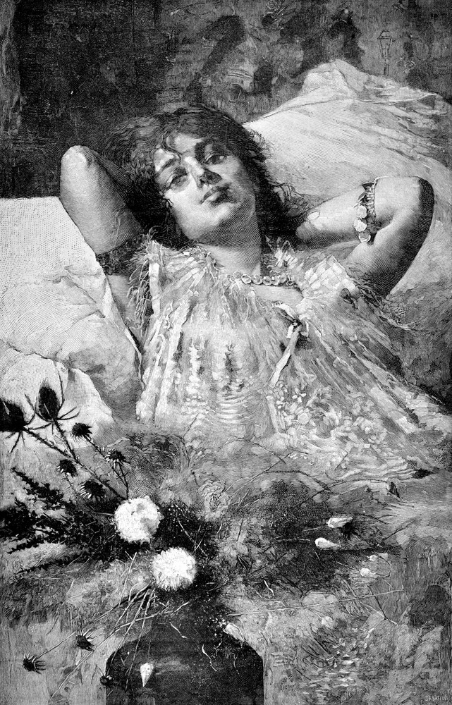 B & W Lady laying on couch Decorative Poster. Home Graphic Art Design 3844