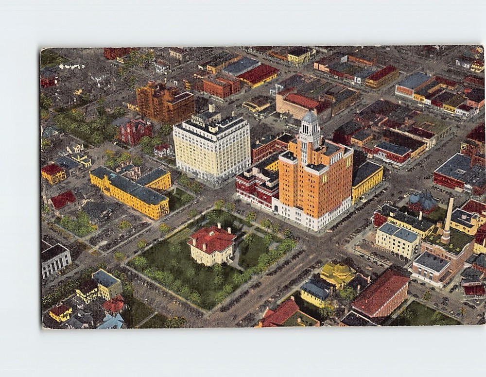 Postcard Birds-Eye View Of Civic Center Rochester Minnesota