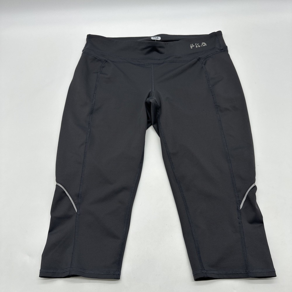 Fila Sports Capri Leggings Women M Gray Logo .#35850