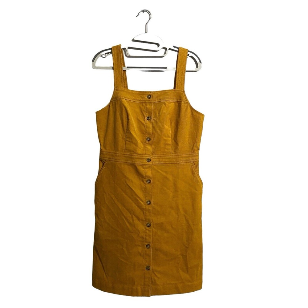 J CREW Mustard Yellow Corduroy Button Front Overalls Womens Size 4  