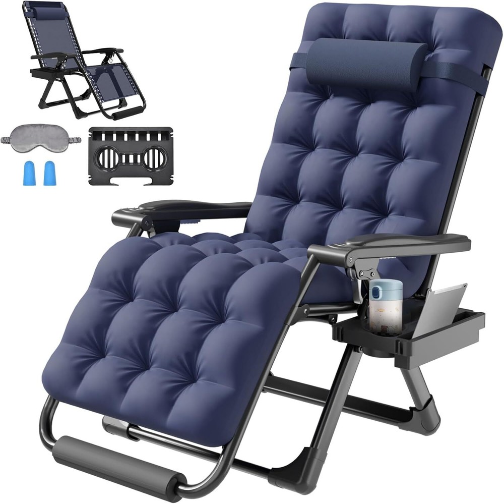 ZENPETIO 26In Blue Zero Gravity Recliner Lounge Chair for Ultimate Relaxation