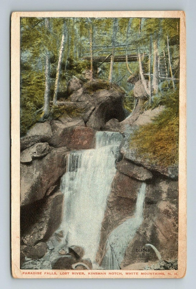 White Mountains NH-New Hampshire, Paradise Falls, Scenic View, Vintage Postcard