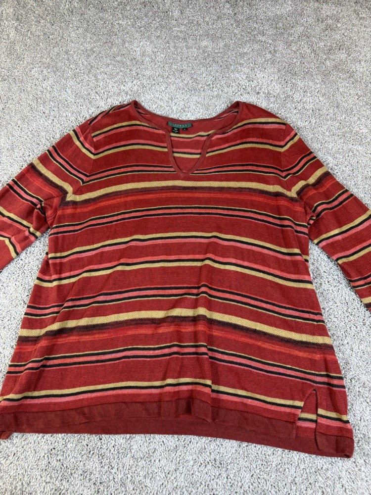 Ralph Lauren Southwestern Indian Blanket Stretch Knit Linen Sweater Top 2X