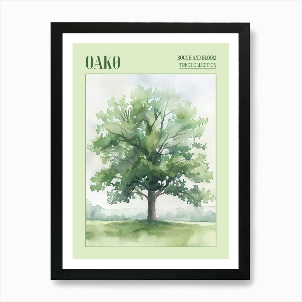 Oak Tree Watercolor Art Framed Canvas Print Wall Decor