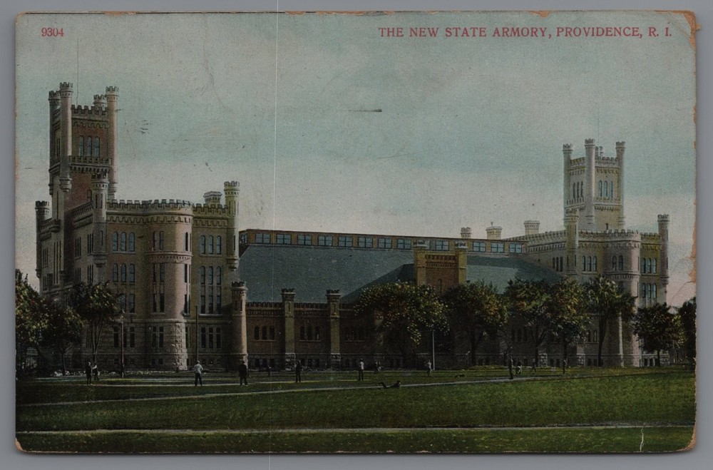 Vintage 1910 Postcard The New State Armory Providence RI Linen
