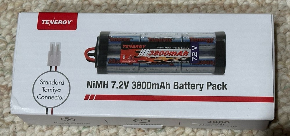 Tenergy 7.2V 3800mAh 6-Cell NiMH Rechargeable RC Car Battery Pack Tamiya Compatible