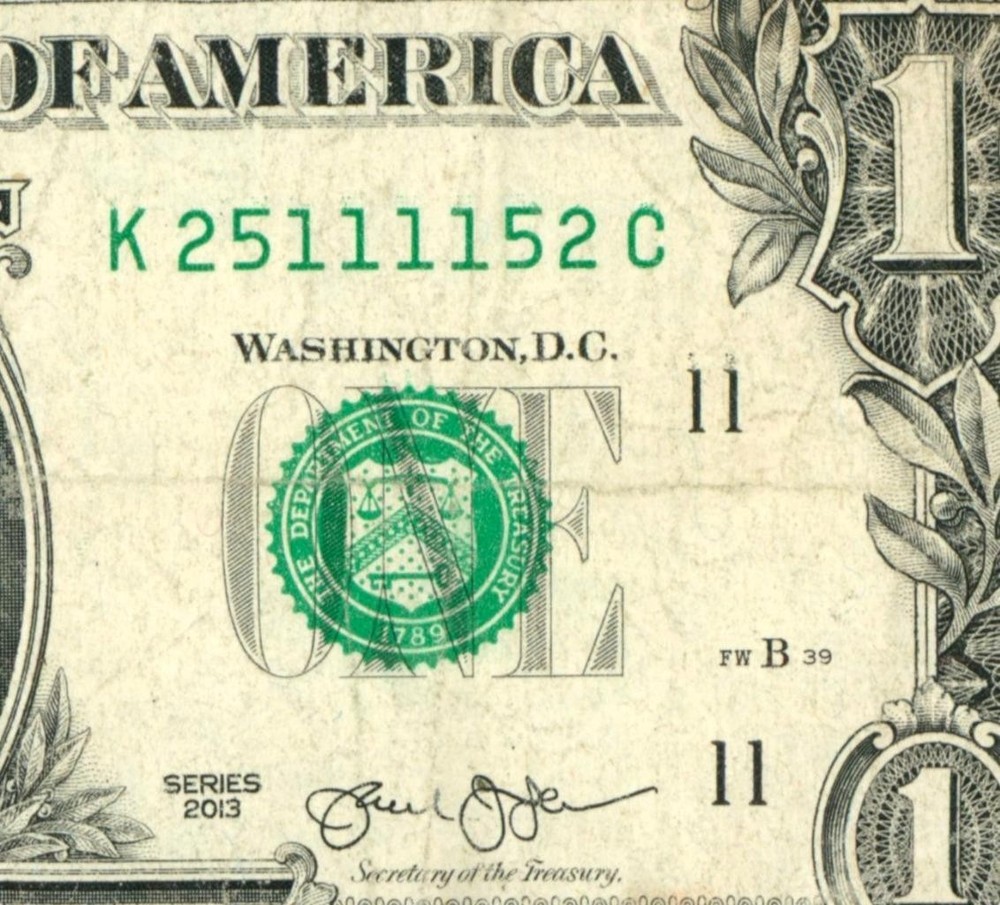 (( Radar - Trinary )) $1 2013 ((25111152)) Fancy Serial # ** Paper Currency