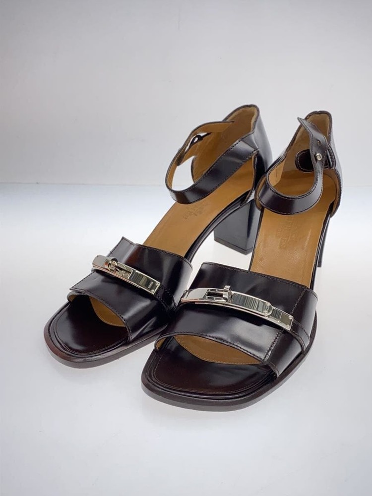 Authentic HERMES D'Orsay Kelly Sandals EU 36 Brown Leather Preowned