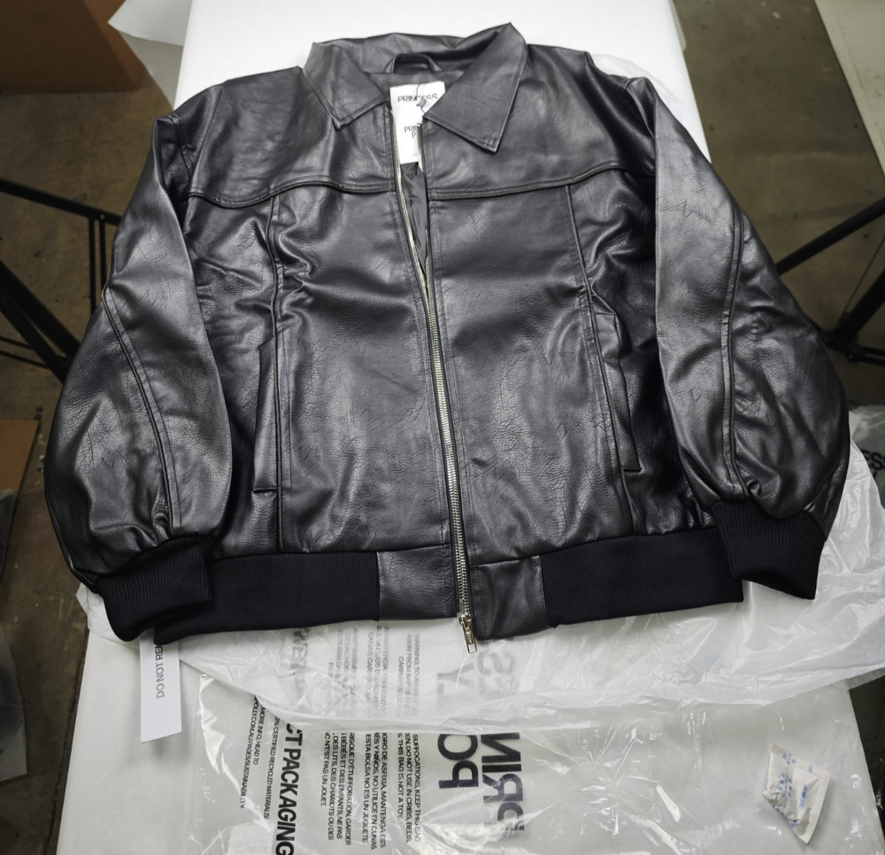 Princess Polly GOLDSMITH FAUX LEATHER BOMBER JACKET Black sz 0 and 4