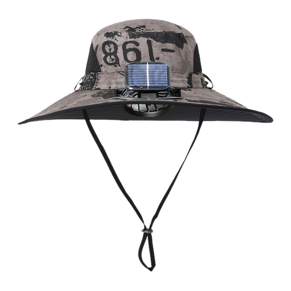 Wide Brim Solar USB Fan Hat for UV Protection Camping Fishing  