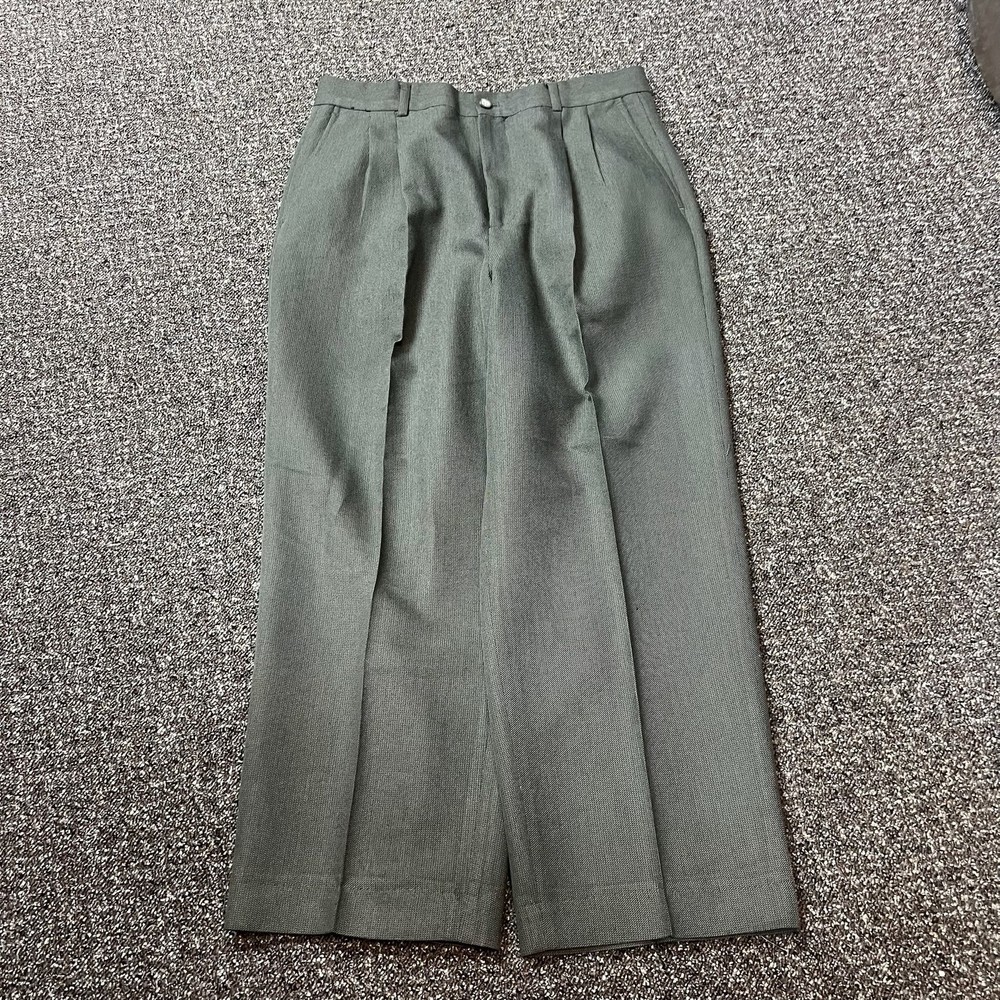 Clairborne Dress Pants Suit 32x34 Relaxed Fit Wide Leg Gray Premium Baggy