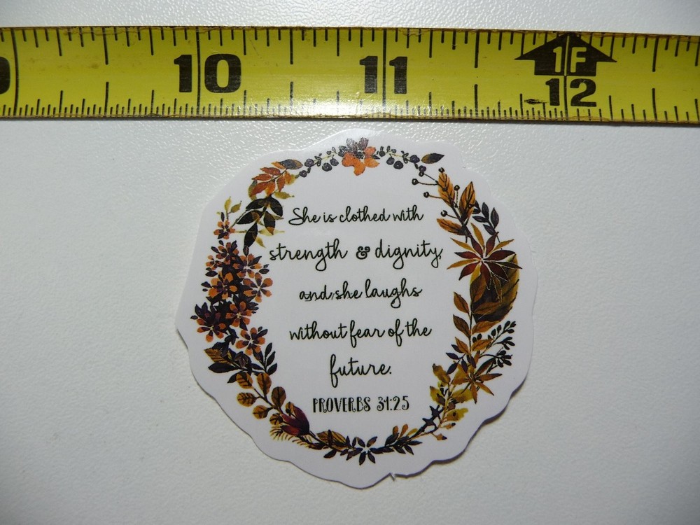 Proverbs 31:25 Strength and Dignity Decal Sticker for Christian Faith