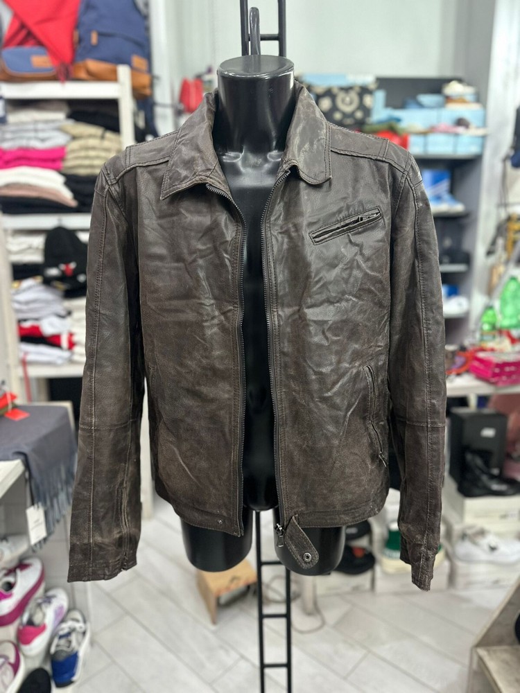 Conbipel Men's Size 56 Brown Genuine Leather Jacket LLV675