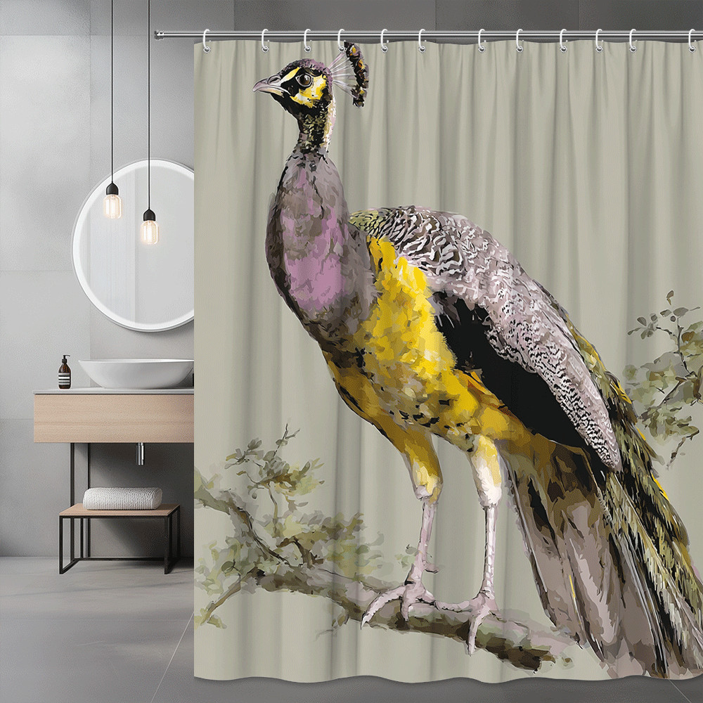 Peacock Shower Curtain Bird Art Printed Design