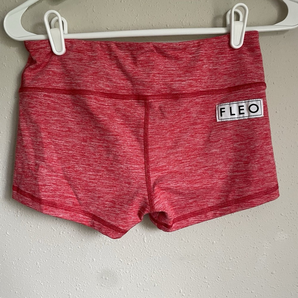 Fleo Spandex Crossfit Shorts Women’s Size Small Mid Rise Heathered Red