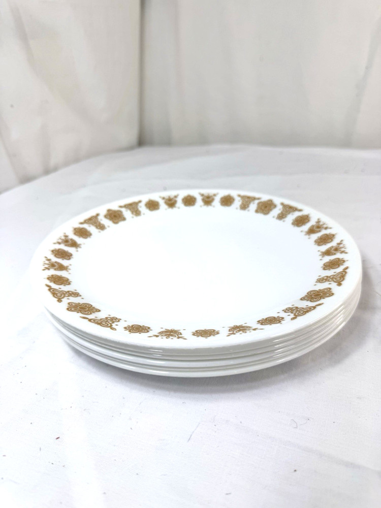 6 Corelle Luncheon Salad Plate Butterfly Gold Pattern USA 8.5