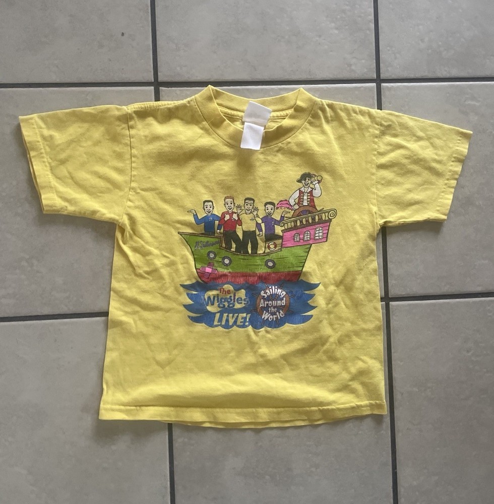 Vtg The Wiggles Shirt Youth Boys 4T Yellow Wags The Dog Band TV Show Kids 90s