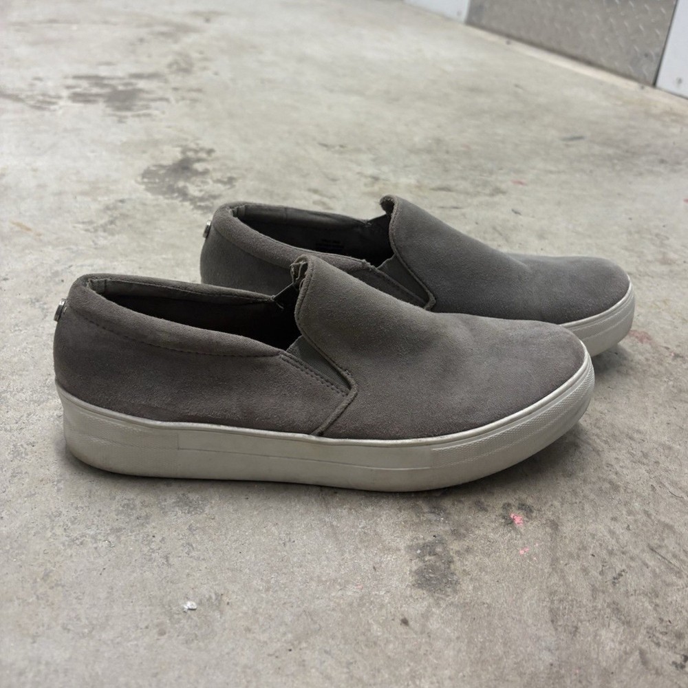 Steve Madden Gray Faux Suede Slip-On Casual Shoes Logo Round Toe Men's US 10