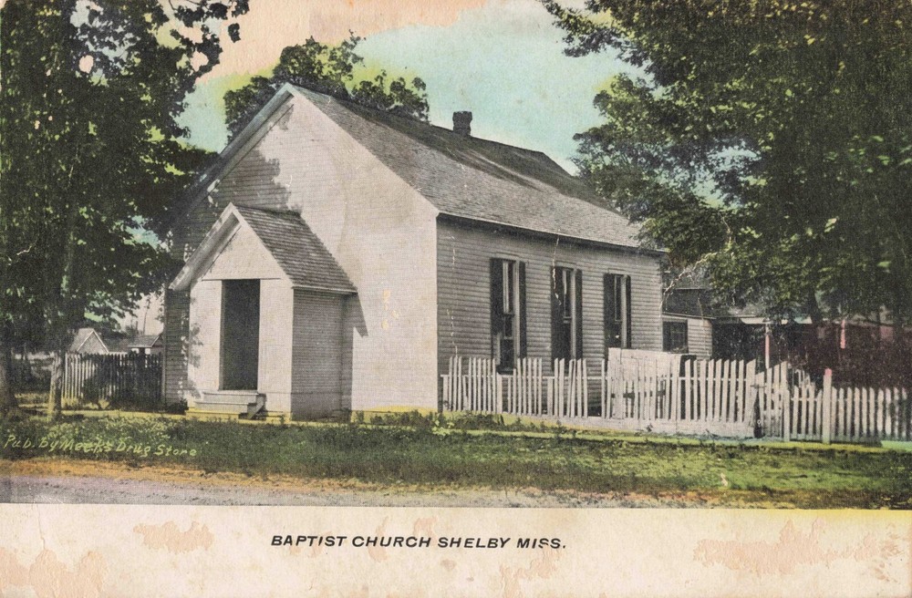 Baptist Church Shelby Mississippi MS Bolivar County c1910 Postcard