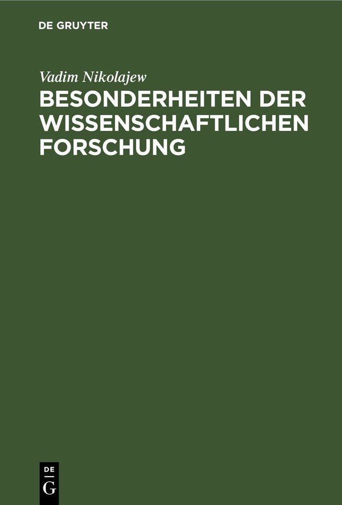 Vadim Nikolajew Besonderheiten Der Wissenschaftlichen Forschung (Hardback)