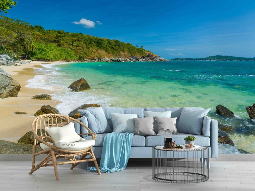 3D Ocean Mountain Sky Landscape Wall Murals Wallpaper Murals Wall Sticker