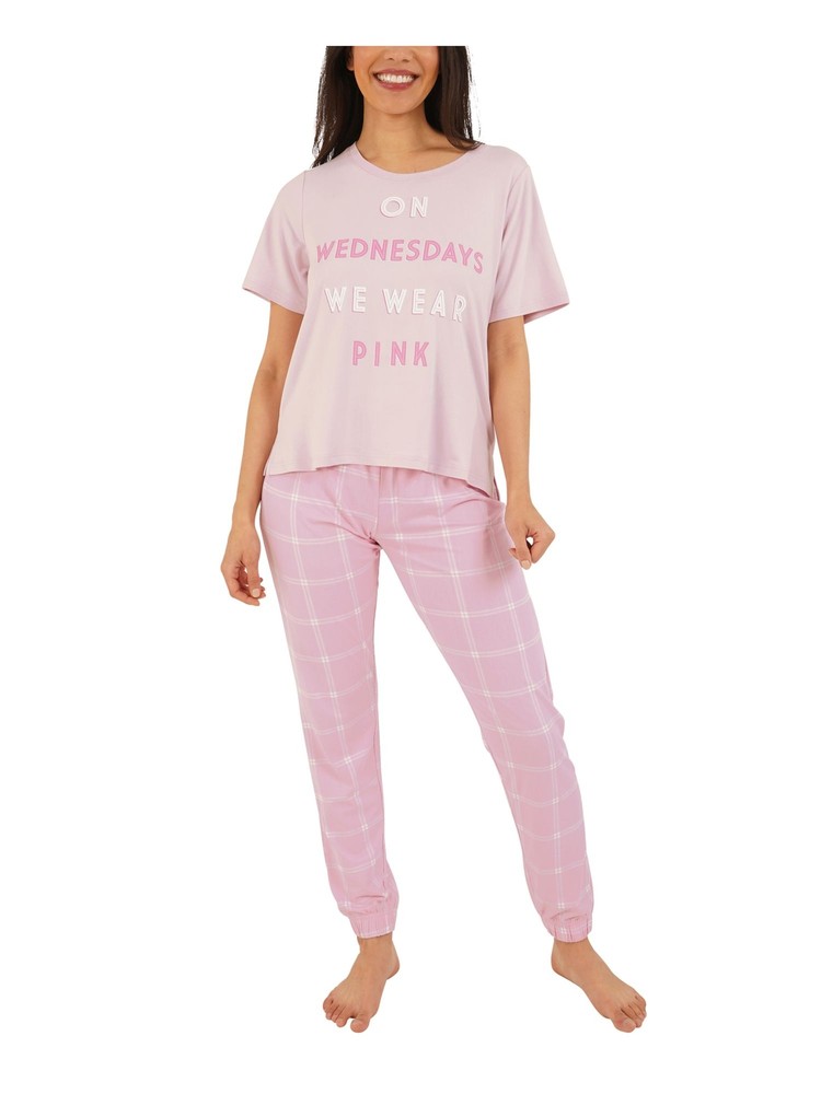 RETROSPECTIVE CO. Womens Pink Top Short Sleeve Pants Pajamas XL