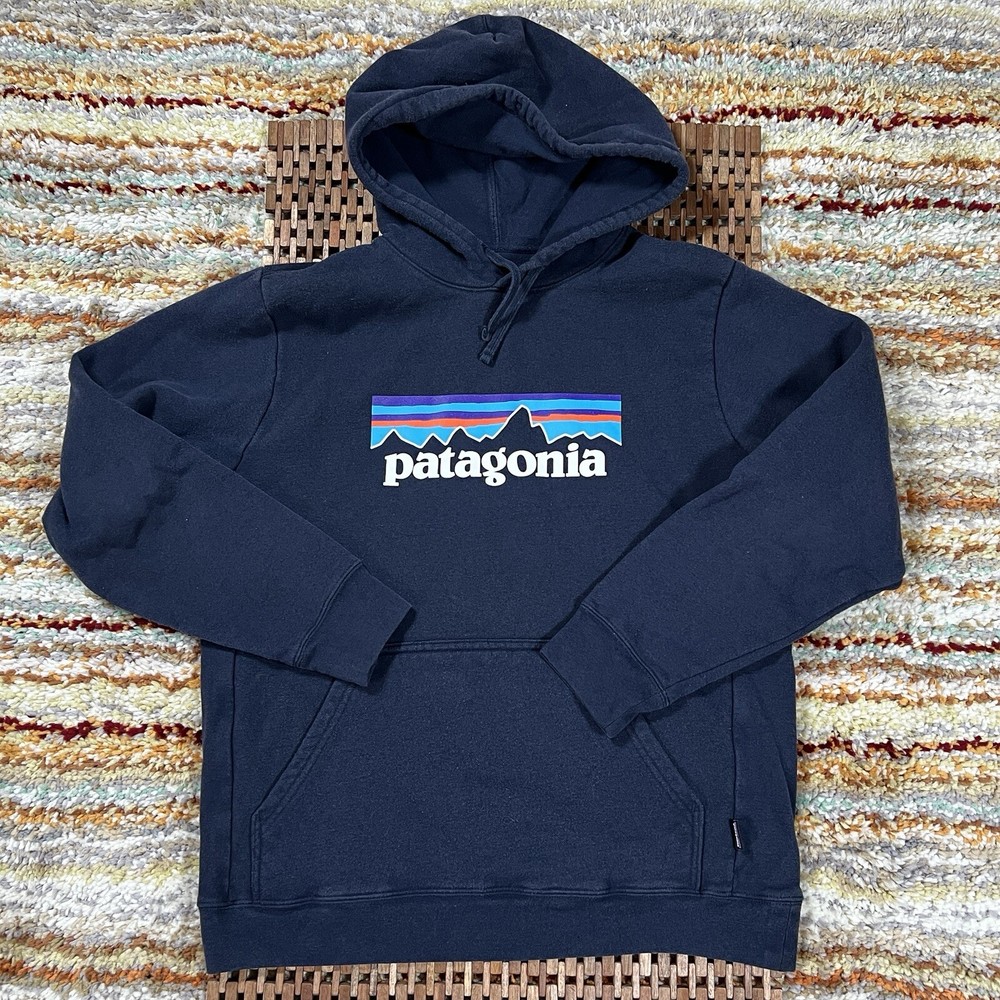Patagonia P-6 Logo Uprisal Hoodie Men’s Size Medium Blue Regular Fit Outdoor