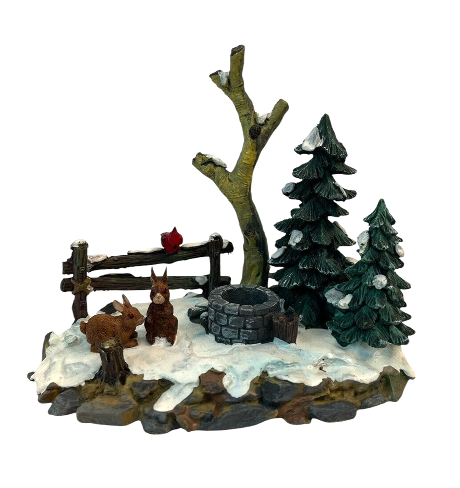 Lemax Village Collection Curious Bunnies Christmas Landscape Accent 2001 BOXED-image