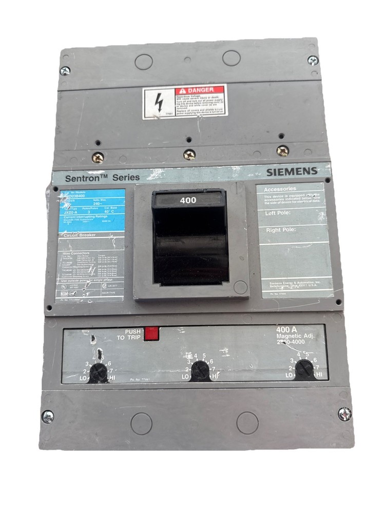 Siemens ITE JXD23B400 3 Pole 3-Phase 400 Amp 240 VAC Circuit Breaker