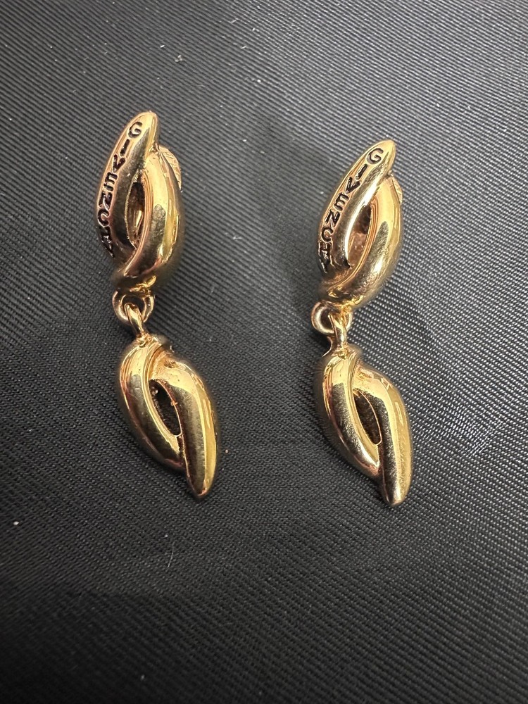 Vintage Givenchy Style Gold Tone Knotted Dangle Earrings - Signed Designer