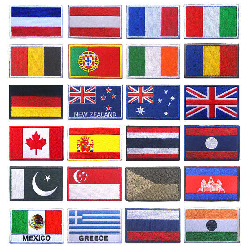 Nation Flag Emblem Embroidered Trim Applique National Country Sew/Iron on Patch
