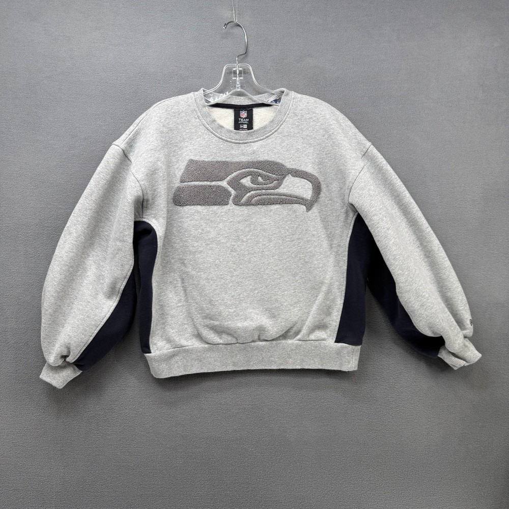 Seattle Seahawks Sweatshirt Womens M Grey NFL Team Apparel New Era Chenille