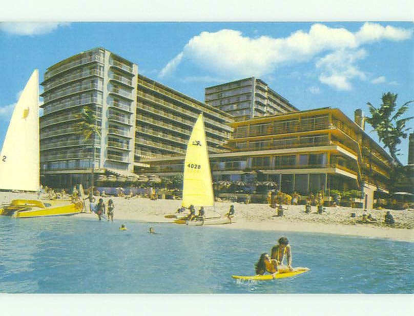 Surfing - Surfboard & Catamaran At Hotel Waikiki - Honolulu Hawaii HI HQ0819