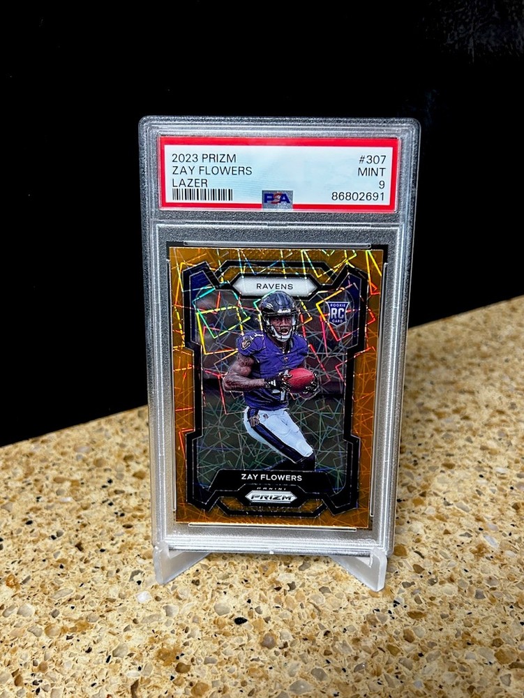 2023 Panini Prizm Zay Flowers #307 Lazer Rookie PSA 9 Baltimore Ravens