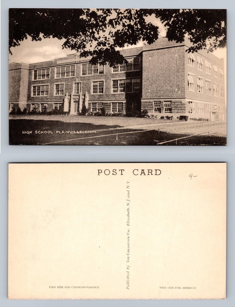 Plainville, CT-Connecticut, High School Front View Old Vintage Postcard