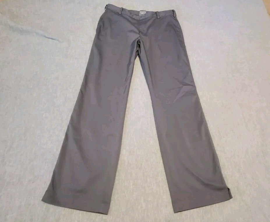 Nike Men's Pants Dri-Fit 34x32 Tech Gray Flat Front Stretch Straight Leg Golf