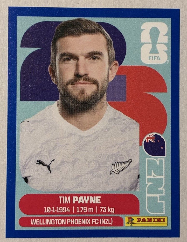 Panini FIFA World Cup 2026 Tim Payne Sticker NZL #6 New Zealand Blue Parallel