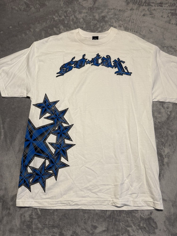 Vintage So Cal T Shirt Mens XL White Tee Blue Stars Y2K