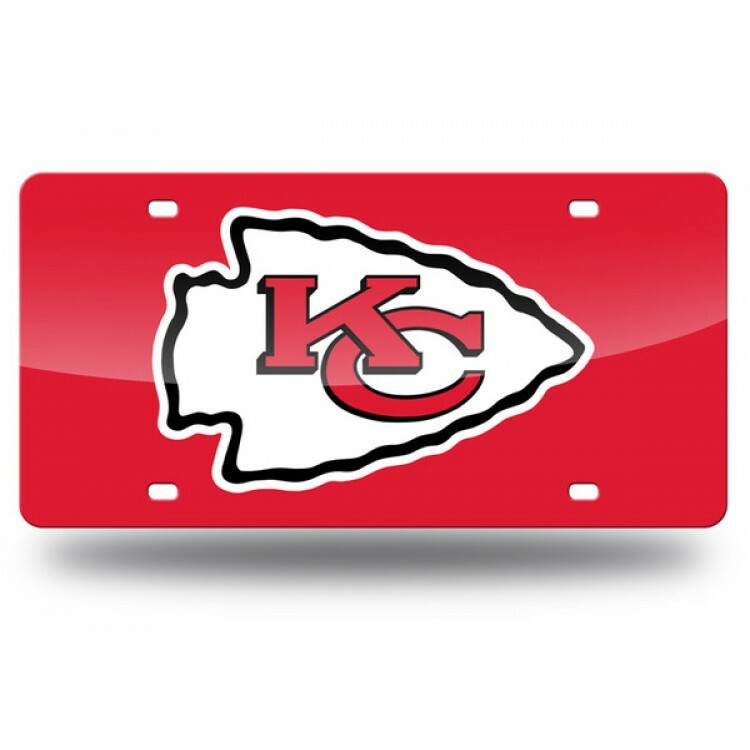 kansas city chiefs logo nfl football team red laser license plate made in usa