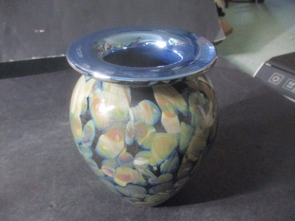 Robert Eickholt Studio Art Glass Vase Multicolor Signed
