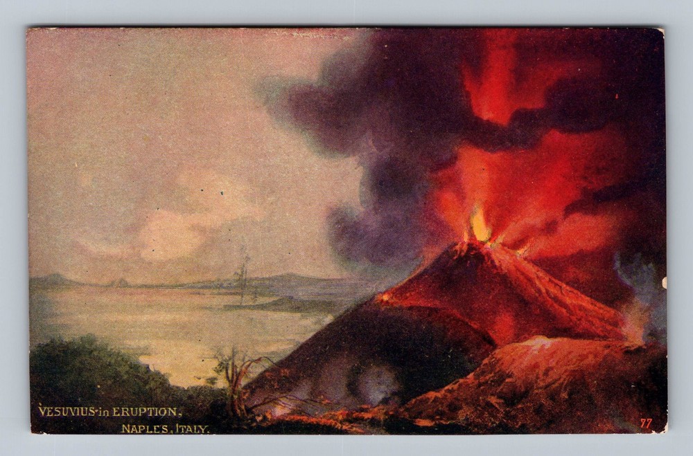Italy- Naples Mount Vesuvius Eruption Standard Souvenir Postal Vintage Postcard
