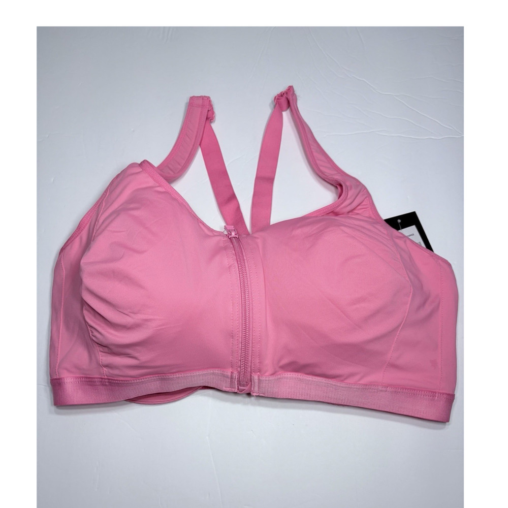 Avenue Body Coral Zip Front Racerback High Support Underwire Sports Bra 40DD