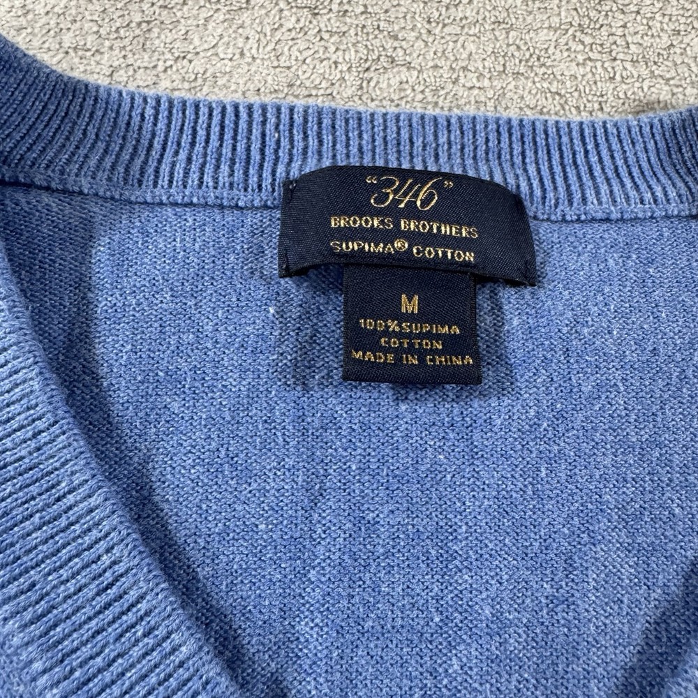 Brooks Brothers 346 Sweater Mens Medium Blue Supima Cotton Blue
